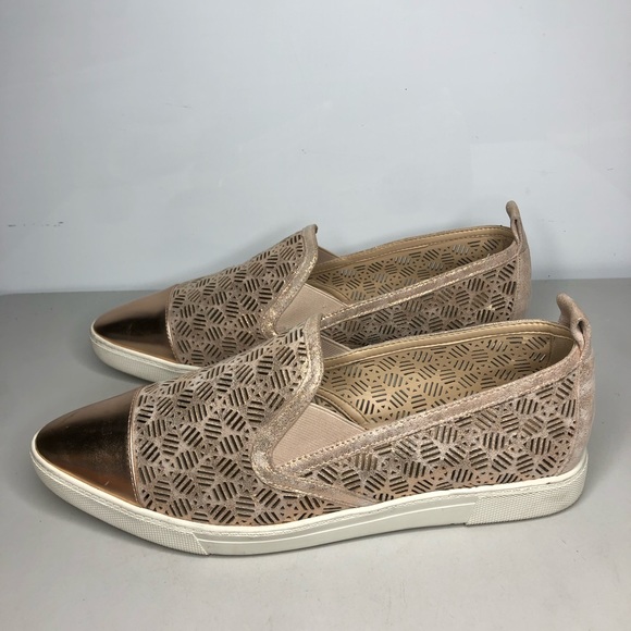 Karl Lagerfeld Rose Gold Leather Cut Out Cap Toe Slip On Sneaker Shoes Women 41B - Picture 13 of 16